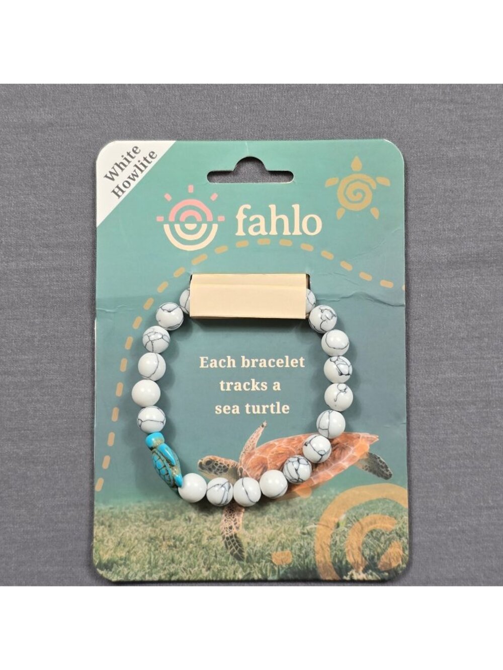 NEW Fahlo White Howlite Bracelet Tracks Sea Turtle Conservation